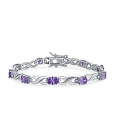 Bling Jewelry 9ct Oval Cz Alternating Infinity Tennis Bracelet Sterling Silver
