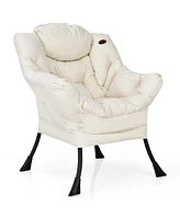 Modern Polyester Fabric Lazy Chair Single Sofa w/Side Pocket