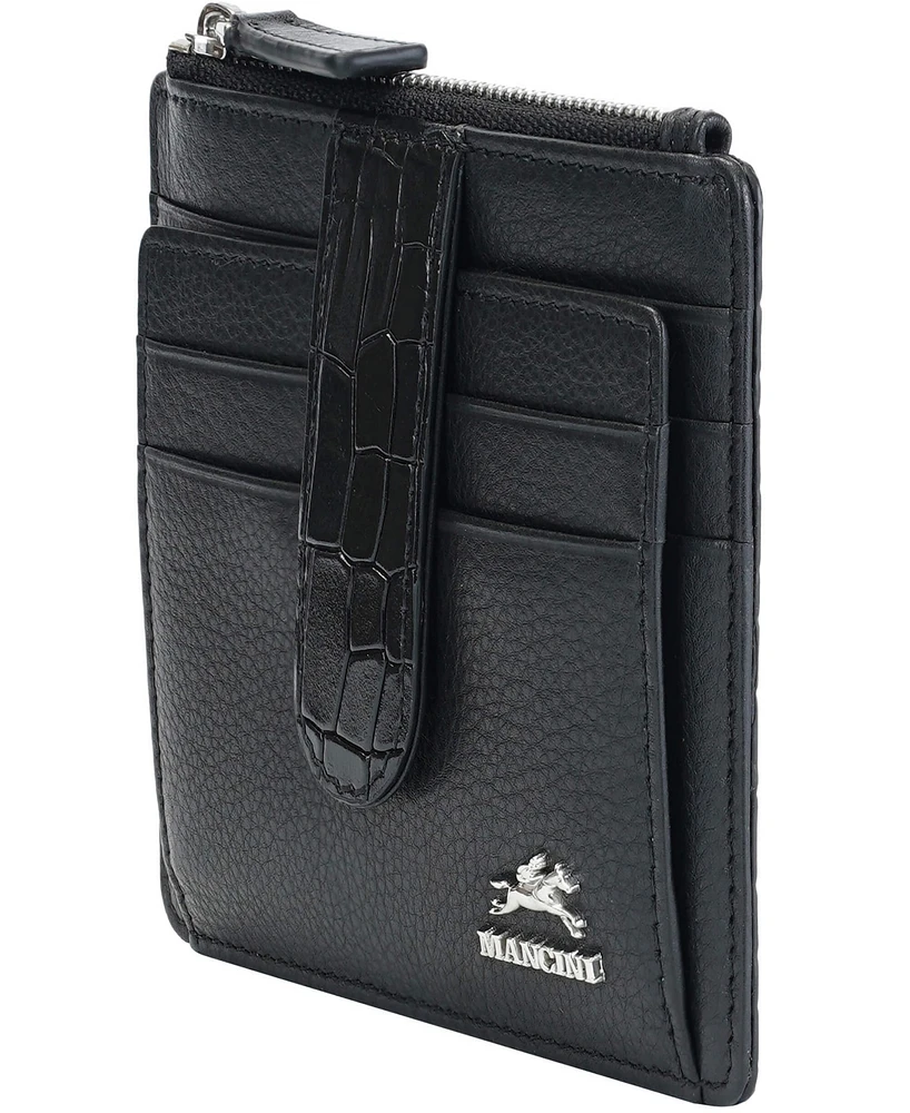 Mancini Women's Croco2 Rfid Secure Card Case Wallet