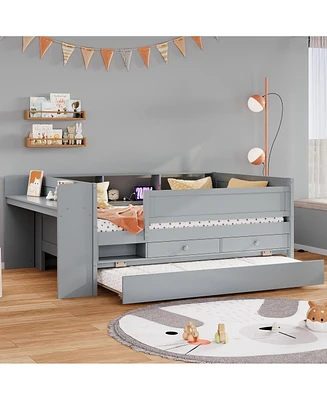 Multi-Functional Twin Daybed with Storage and Extras, Gray