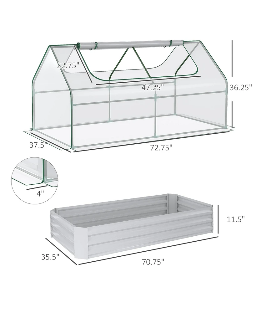 Galvanized Raised Garden Bed with Mini Greenhouse Cover