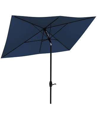 Rectangular Market Umbrella for Patio, 6.5' x 10', Blue