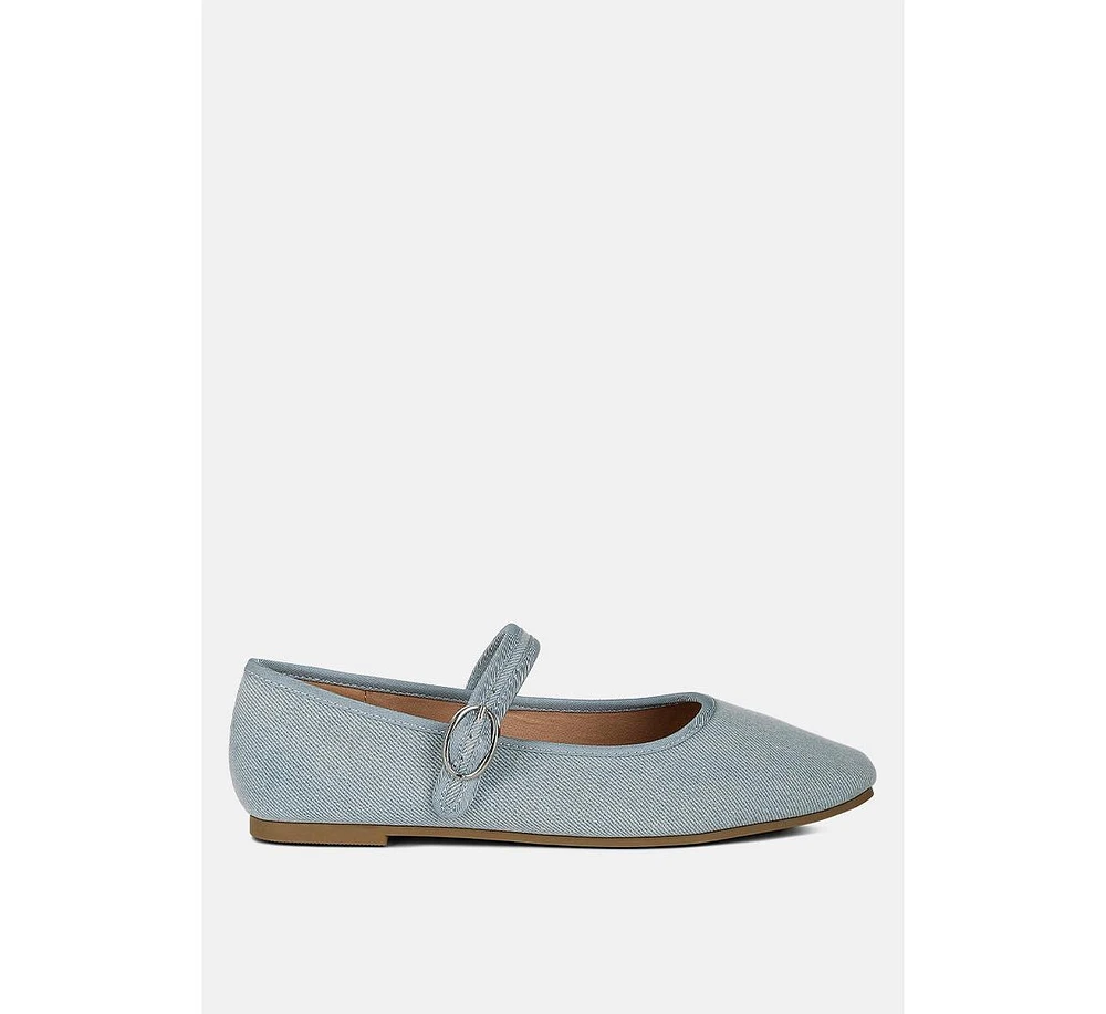 Iker classic denim pin buckle ballerinas