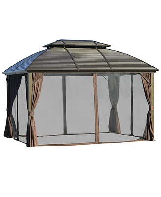 10'x12' Hardtop Gazebo Canopy with Aluminum Frame and Netting