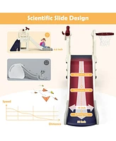 6-In-1 Large Slide for Kids Toddler Climber Playset w/ Basketball Hoop