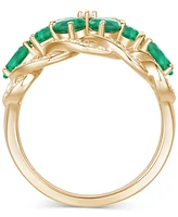 Emerald (2-1/4 ct. t.w.) & Diamond (1/4 Flower Openwork Ring 14k Gold (Also Ruby Sapphire)