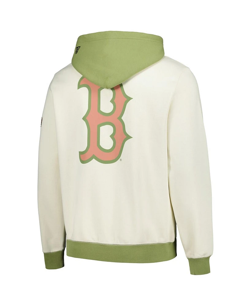 New Era Men's Cream/Green Boston Red Sox Color Pop Pullover Hoodie