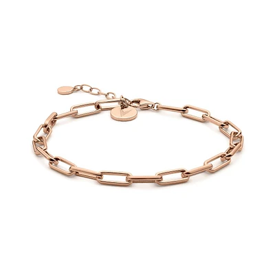 Vincero Women's Cuban Link Bracelet in Polished Rose Gold-Plated Sterling Silver