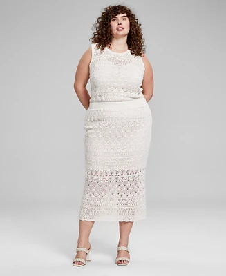 And Now This Trendy Plus Size Crochet Midi Skirt, Created for Macy's