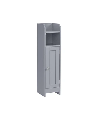 Corner Bathroom Floor Cabinet with Doors and Shelves for Compact Storage