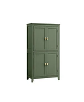 Bathroom Floor Cabinet with Adjustable Shelves for Towels and Toiletries