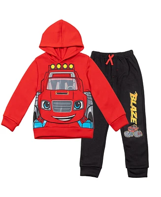 Blaze and the Monster Machines Boys Zeg Stripes Pickle Fleece Pullover Hoodie Jogger Pants Outfit Set