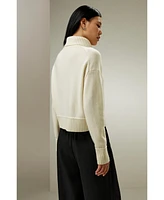 Relaxed Fit Wool-Cashmere Blend Sweater for Women