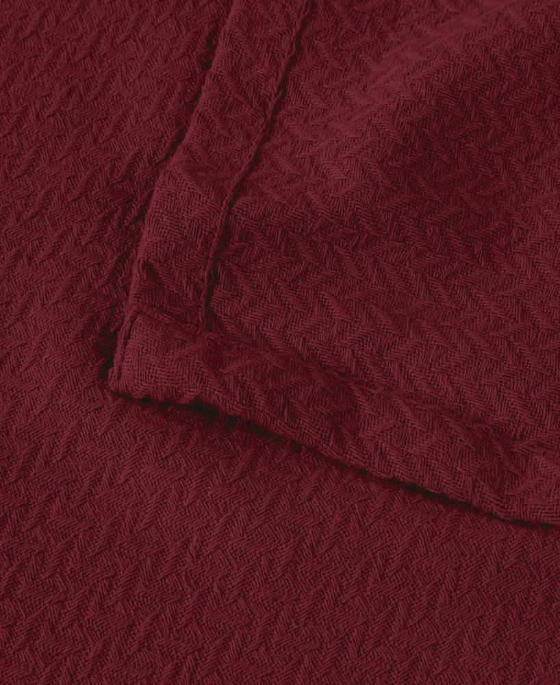 Superior Nobel Cotton Jacquard Dobby Weave Textured Chevron Lightweight Woven Blanket