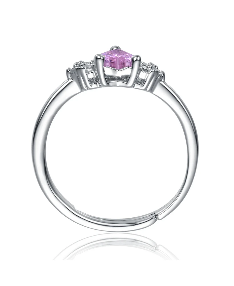 Genevive Sterling Silver Heart Cubic Zirconia Cluster Promise Ring