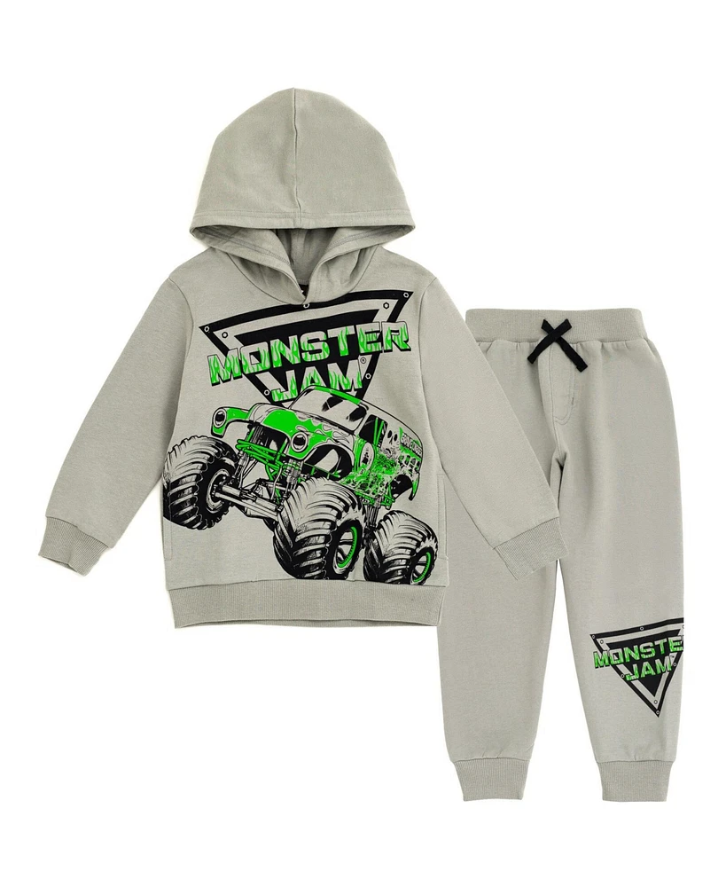Monster Jam Little Boys Grave Digger Mutt Megalodon Fleece Pullover Hoodie & Pants to