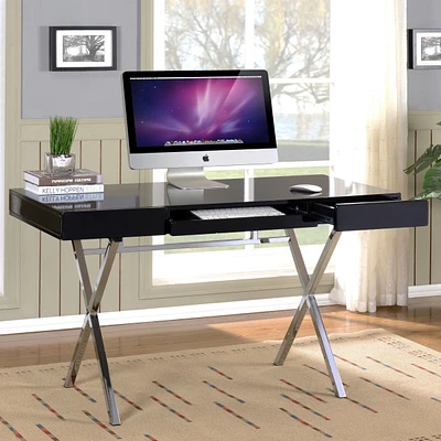 Kings Brand Furniture Contemporary Style Home & Office Desk, White/Chrome