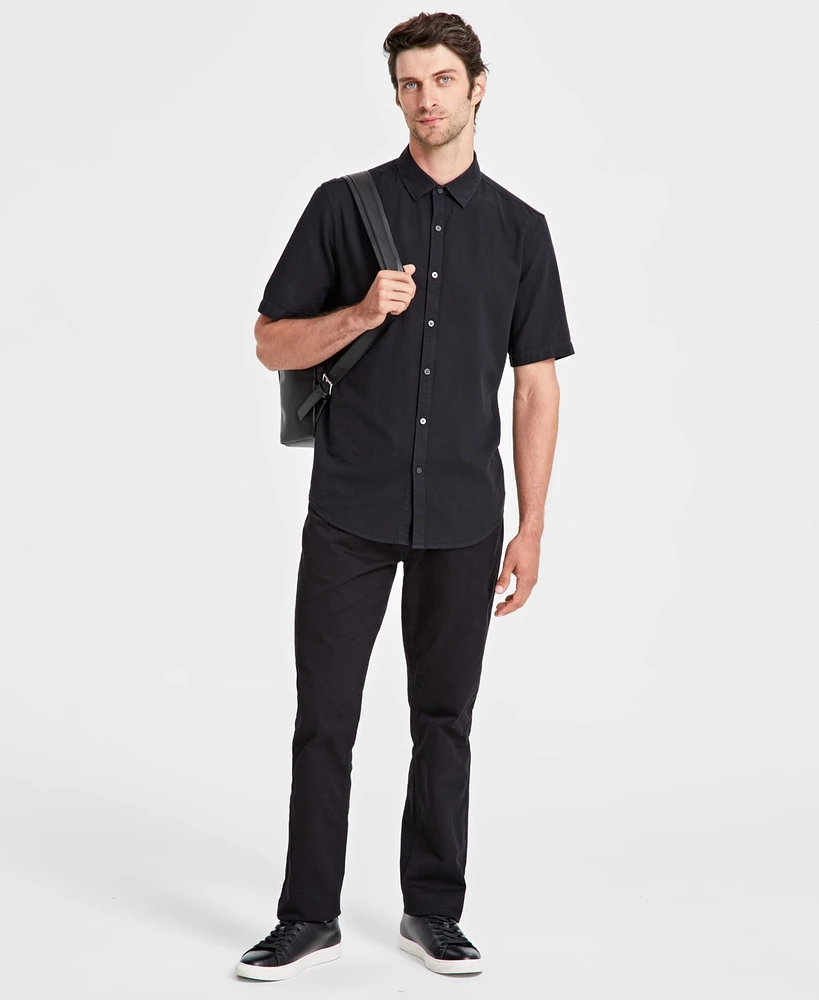 Alfani Men's Short-Sleeve Solid Textured Shirt, Created for Macy's