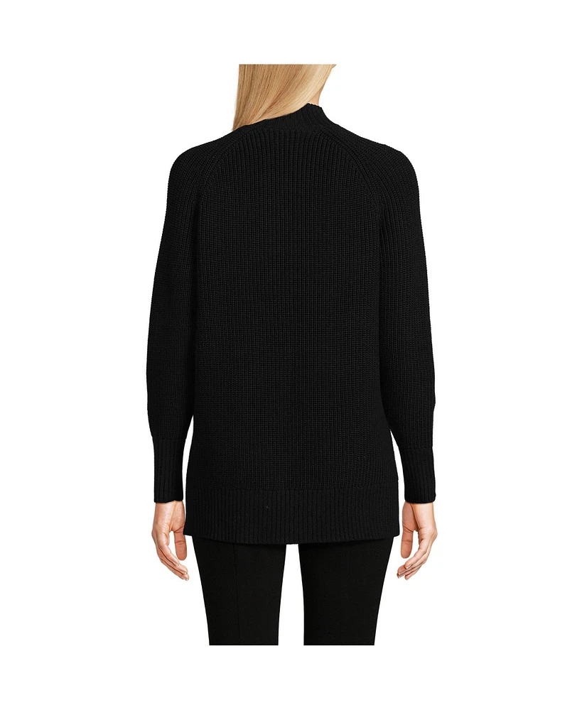 Lands' End Women's Drifter Shaker Easy Fit Mock Neck Tunic Sweater