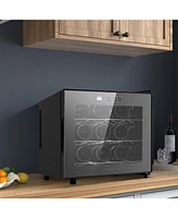 Wine Cooler Refrigerator, Upgrade 12 Bottle Wine Fridge Small Dual Chip, Countertop Wine Cooler Temperature Control, 46-66°F, Mini Freestanding W