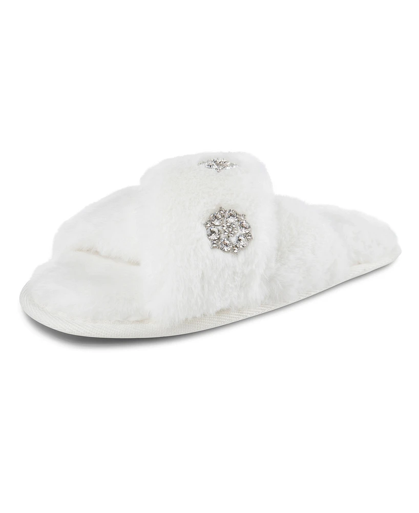 Jessica Simpson Women's Embellished Cross Band Slide Slippers
