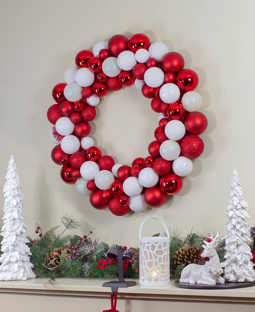Northlight 3 - Finish Shatterproof Ball Christmas Wreath - 24 - Inch Unlit