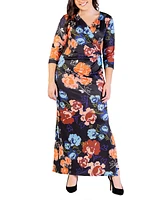 24seven Comfort Apparel Plus Size Printed Maxi Dress