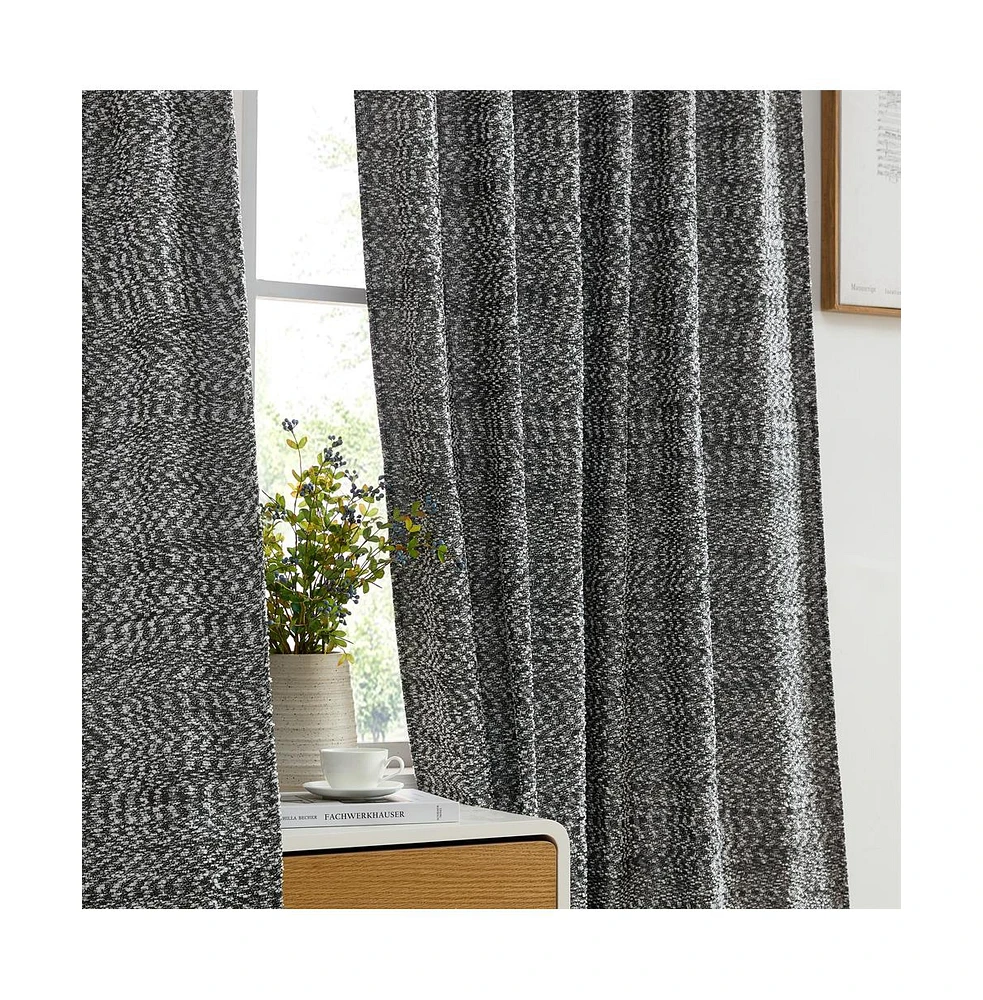 Hlc.me Easton Jacquard Slub Texture - Privacy Curtains with Back Tab Rod Pocket Lightweight Window Curtains Panels