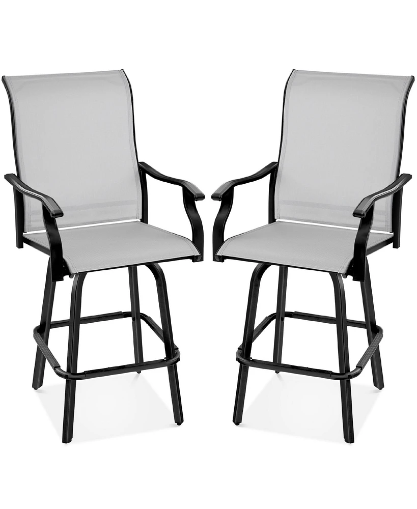 Best Choice Products Set of 2 Outdoor Swivel Bar Stools, Patio Barstool Chairs w/ 360 Rotation, All-Weather Mesh