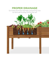 Best Choice Products 72x23x30in Raised Garden Bed, Elevated Wood Planter Box for Patio w/ Divider Panel