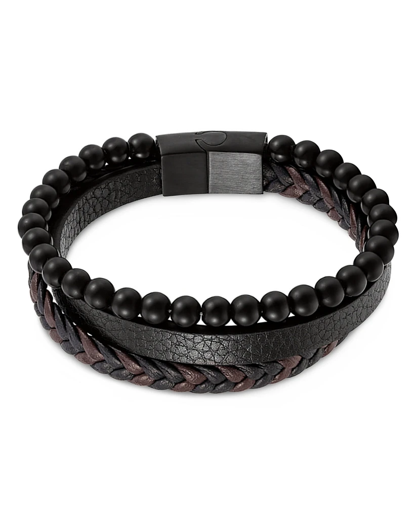 Rhona Sutton Black Axis Beaded Leather Bracelet