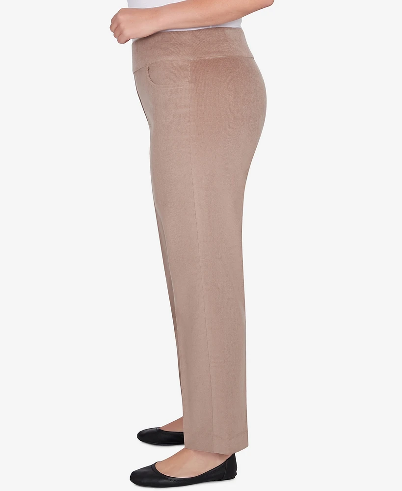 Alfred Dunner Plus Telluride Modern Corduroy Faux Fly Front Short Length Pants