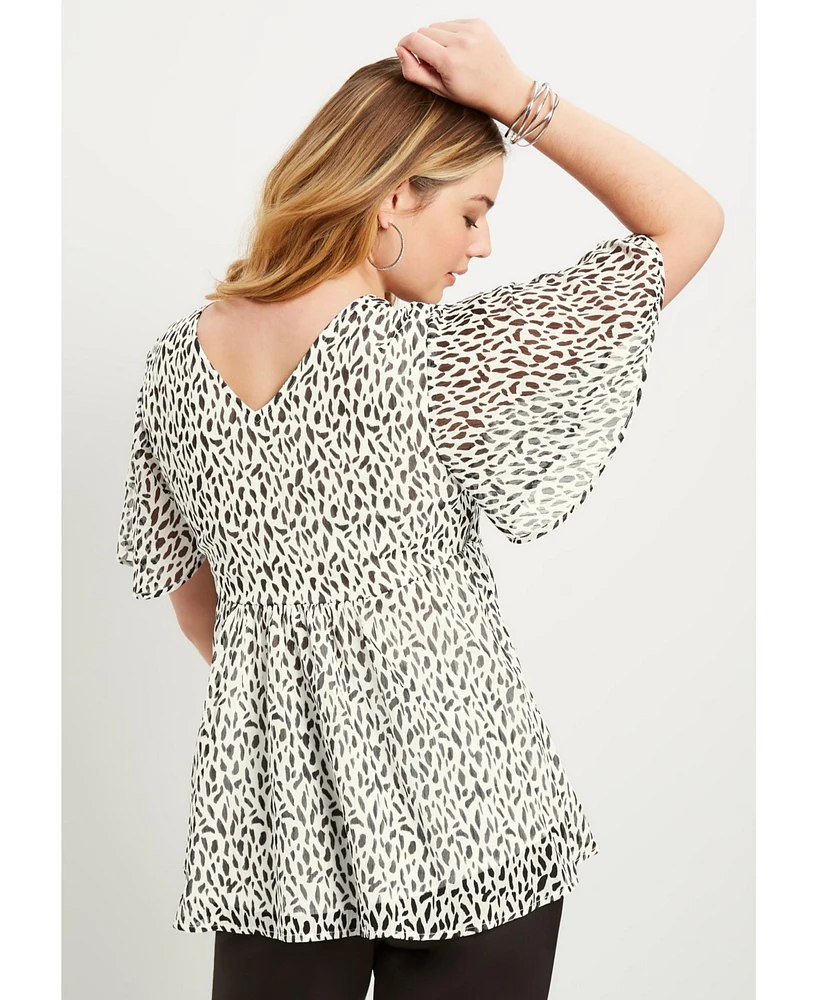 June + Vie Women's Faux Wrap Fit-And-Flare Top