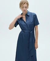 Mango Women's Satin Shirt Dress