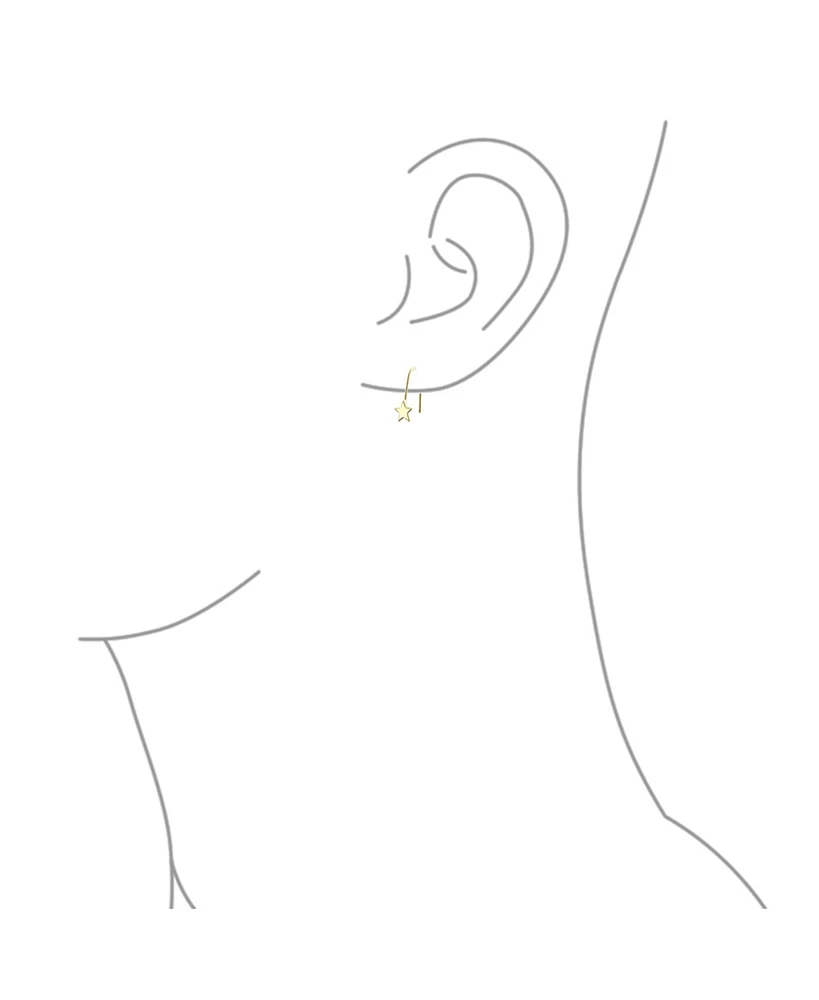 Bling Jewelry Minimalist Tiny Celestial Usa Patriotic Rock Star Threader Earrings 14K Yellow Gold
