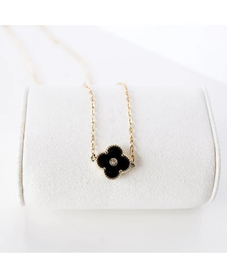 Bowood Lane Non-Tarnishing Black Clover Necklace