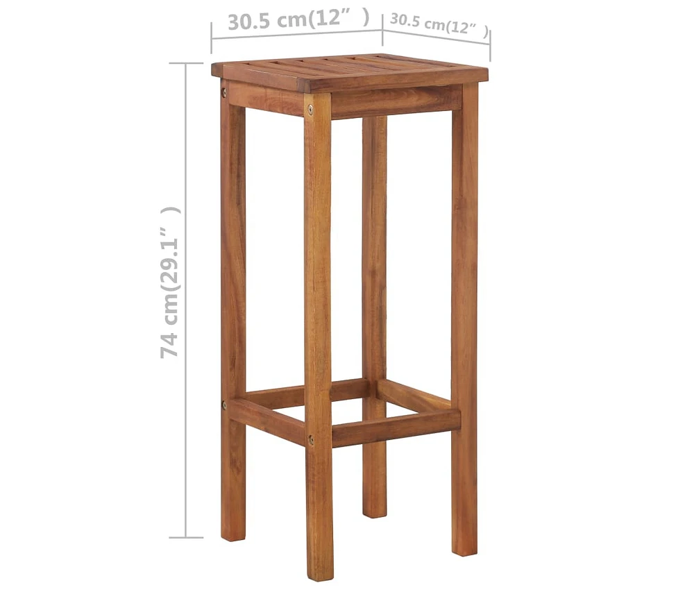 3 Piece Bar Table and Chair Set Solid Acacia Wood