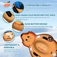 Winter Single Rider Snow Tube, 44" Inflatable Animal Sled, Outdoor Toys with Two Handle