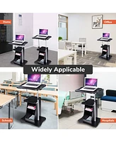 Yescom Lectern Podium Stand Portable Rolling Laptop Cart on Wheels Storage Mobile Height Adjustable Classroom Home Office Black