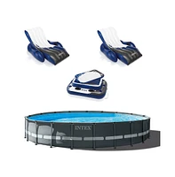 Intex 24' x 52" Ultra Xtr Frame Pool, 2 Floating Loungers and Mega Chill Cooler