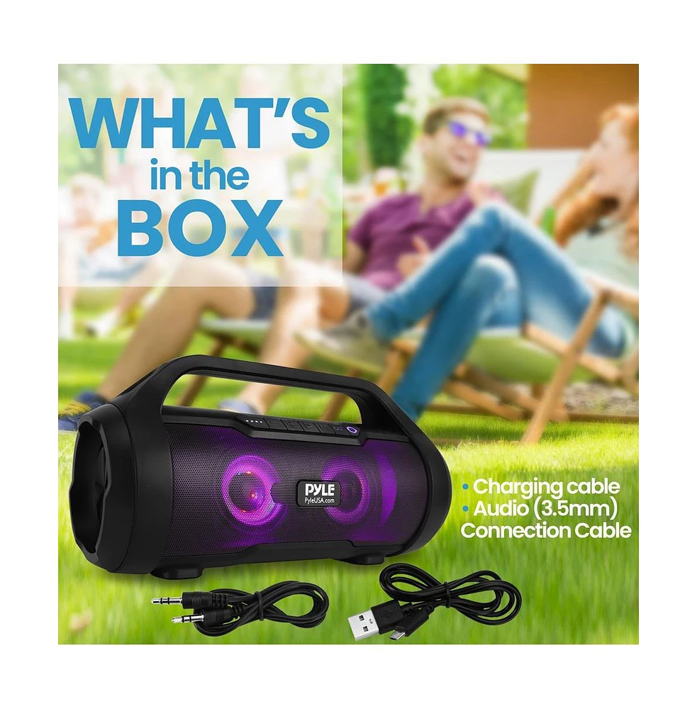 Pyle Portable Bluetooth BoomBox Speaker With Built-in Rgb Lights & Fm Radio, 500 Watt
