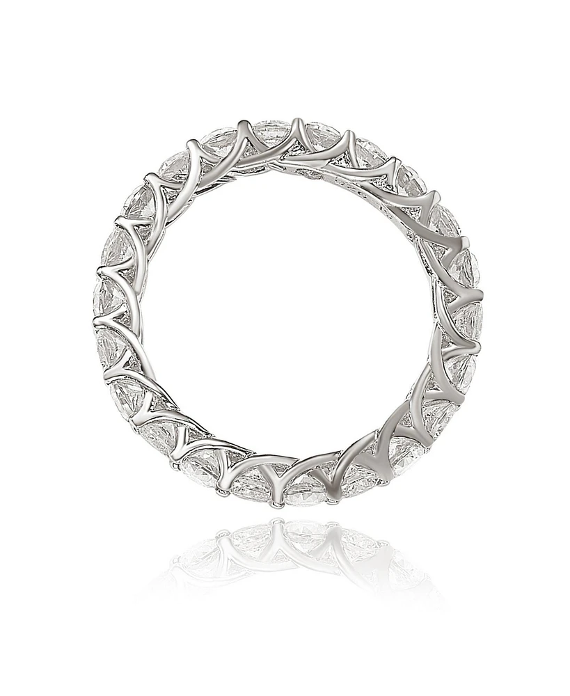 Suzy Levian White Cubic Zirconia in Sterling Silver Eternity Band