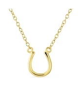 Bling Jewelry Minimalist Horseshoe Pendant Necklace In Gold Silver