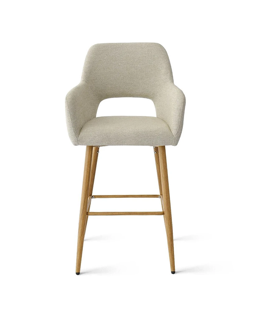 Linen Armrest Counter Height Bar Stools Set of 2 with Back-Maison Boucle