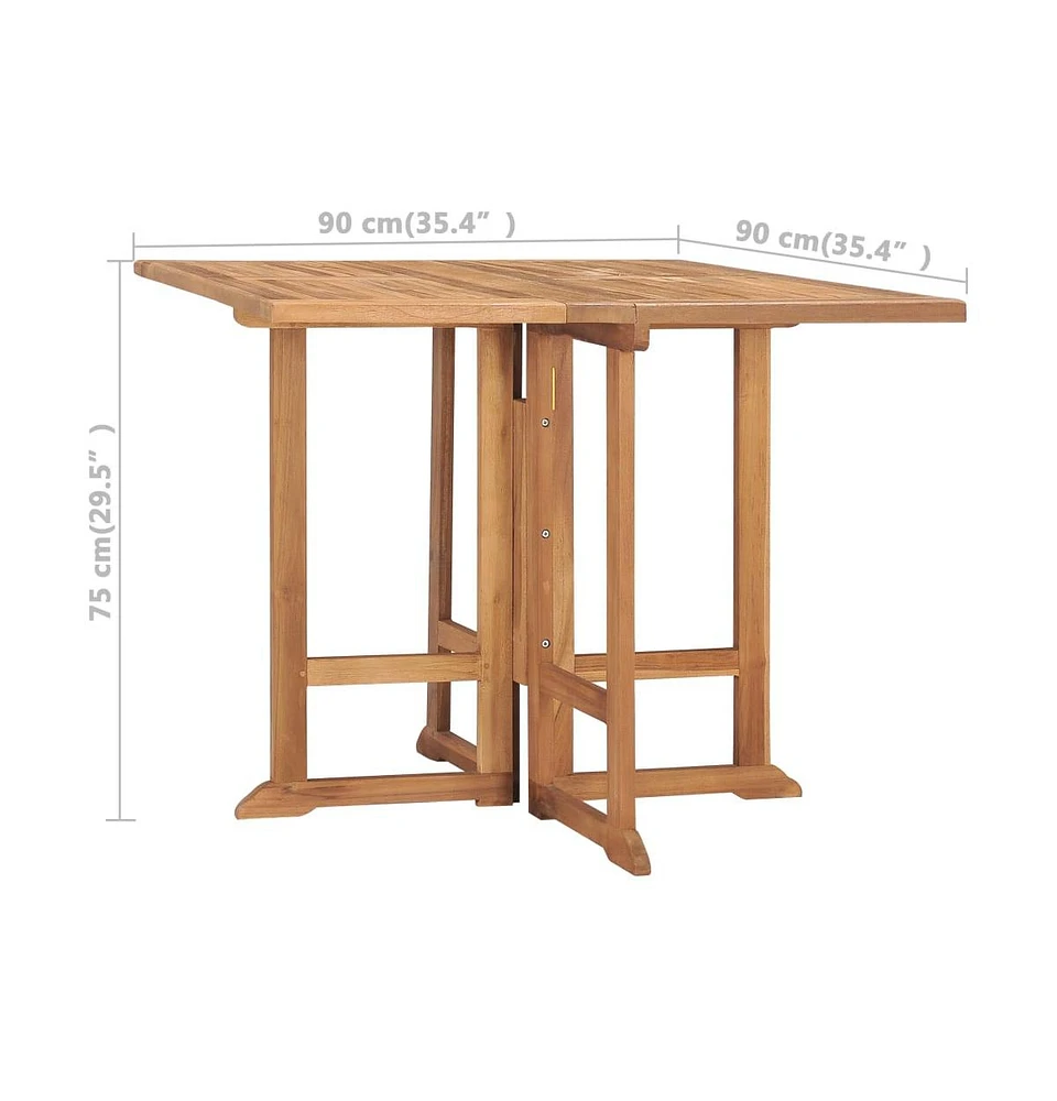 vidaXL Folding Patio Dining Table 35.4"x35.4"x29.5" Solid Teak Wood