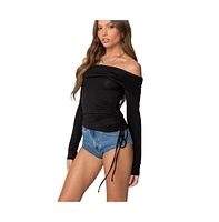 Edikted Women's Gathered fold over drawstring top