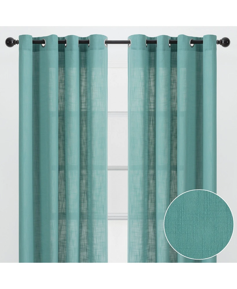 Chanasya Premium 2-Panel Soft Textured Semi Sheer Grommet Curtains for Window Living Room Bedroom Kitchen Office