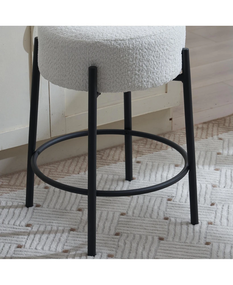 Set of 2 Round 24" Tall Bar Stools for Kitchen Counter or Home Bar
