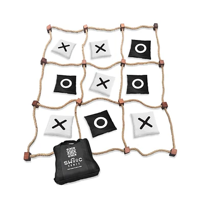 Swooc - Giant Tic Tac Toe Bean Bag Toss Game | 3ft x 3ft | Instant Setup | Tic Tac Toe Outdoor Game with Rope Game Board