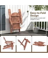 Folding Adirondack Chair Set of with High Backrest & Wide Armrests Wooden